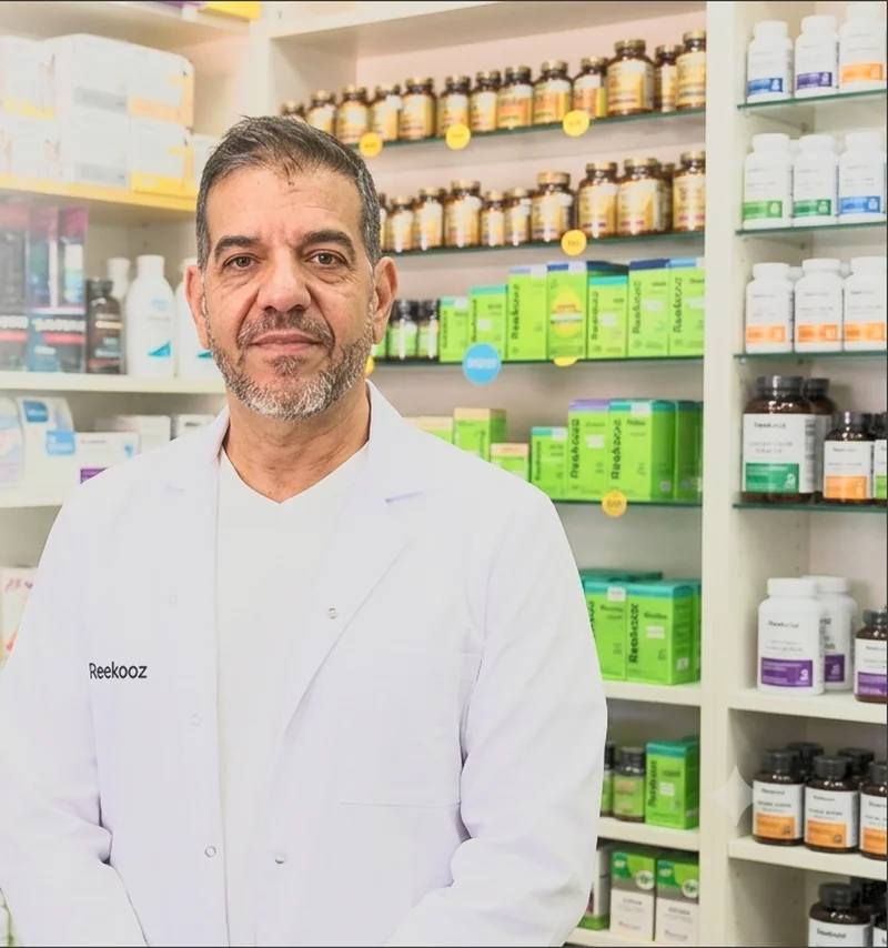 Saul Kaye, B.Pharm, Founder of Reekooz, in the pharmacy