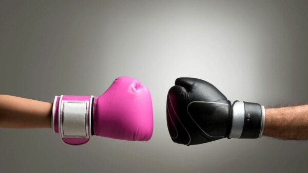 pink and black boxing glove